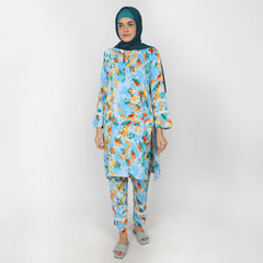 Women's Printed Co-Ord Set - Sky Blue