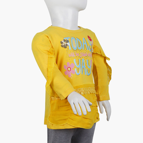 Girls Full Sleeves T-Shirt -  Yellow, Girls T-Shirts, Chase Value, Chase Value