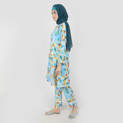 Women's Printed Co-Ord Set - Sky Blue