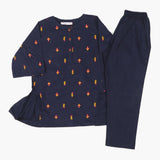 Girls Embroidered Shalwar Suit - Navy Blue, Girls Shalwar Kameez, Chase Value, Chase Value
