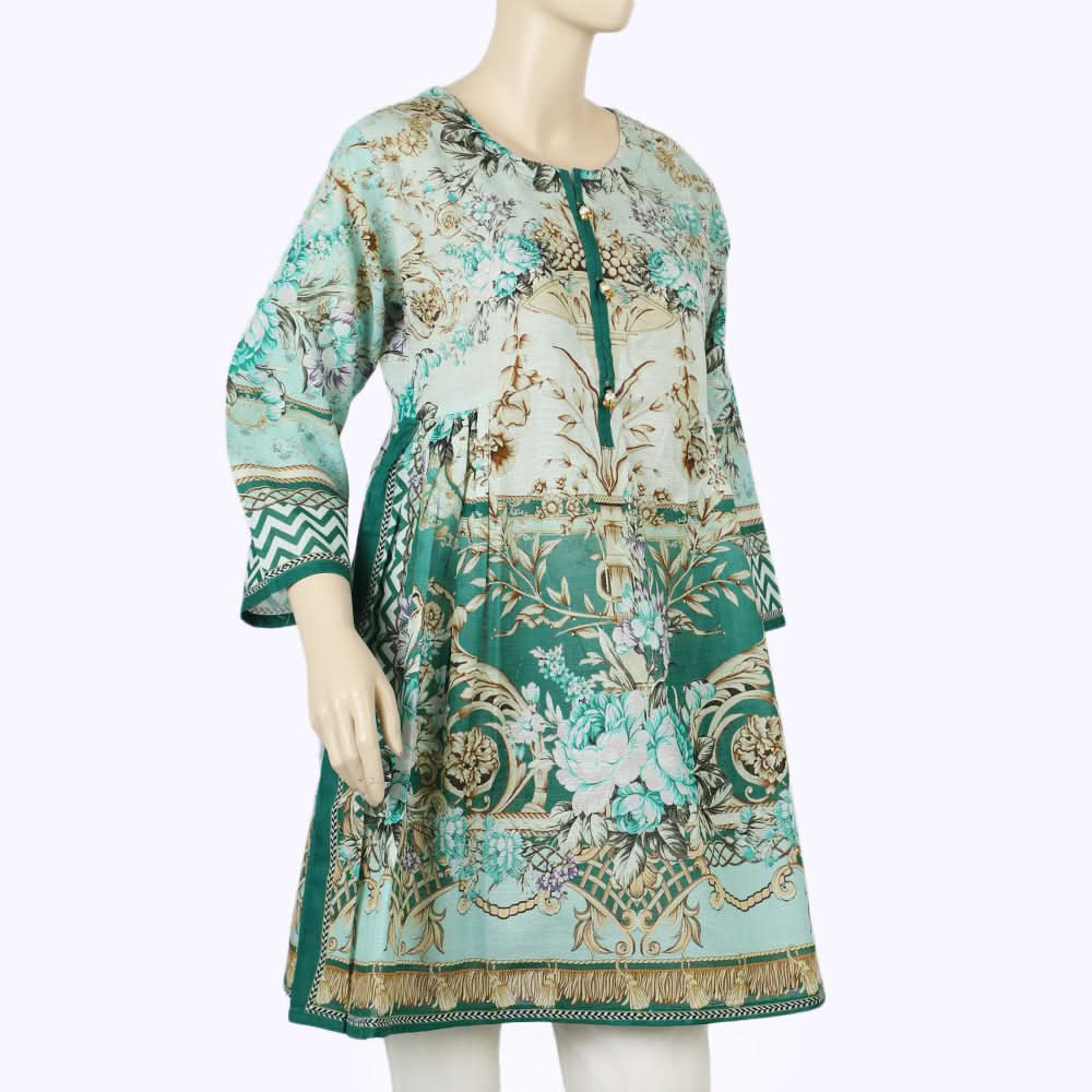 Women's Digital Printed Khaddar Stitched Frock - Multi Color, Women Ready Kurtis, Chase Value, Chase Value