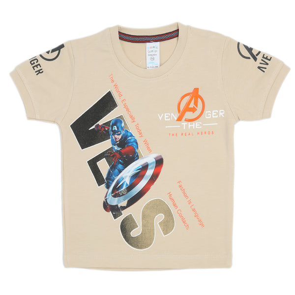 Boys Half Sleeves T-Shirt - Beige, Boys T-Shirts, Chase Value, Chase Value