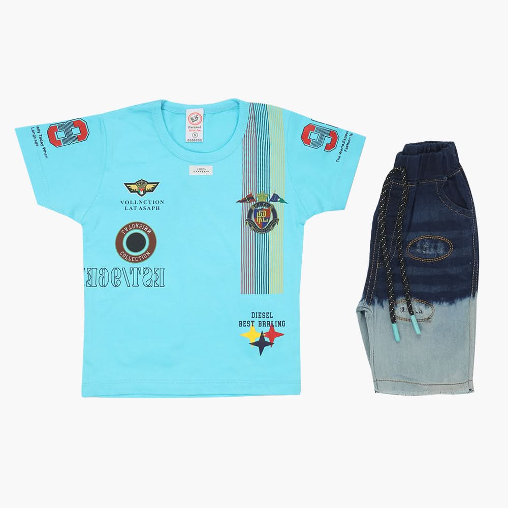 Boys Half Sleeves Suit - Sky Blue, Boys Sets & Suits, Chase Value, Chase Value