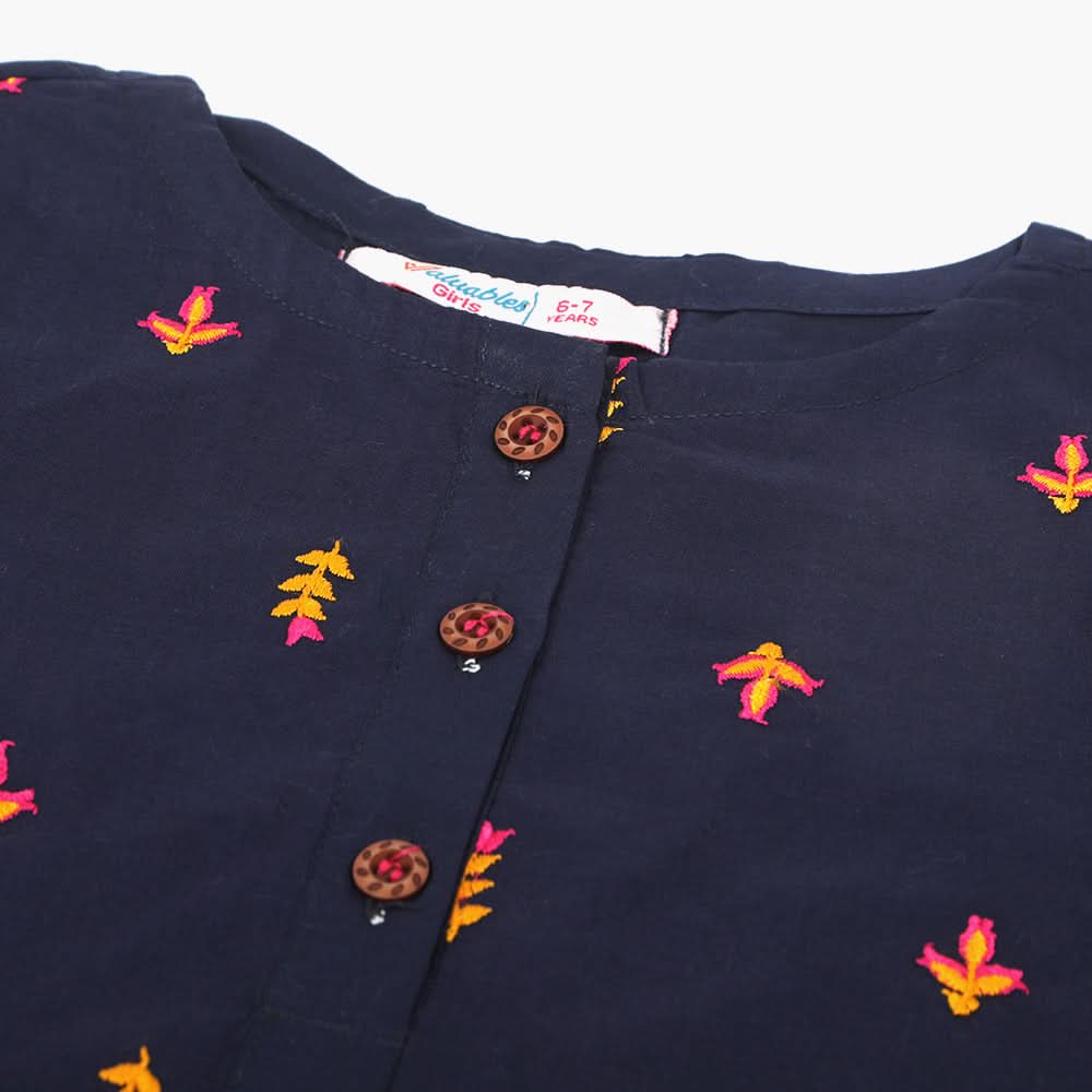 Girls Embroidered Shalwar Suit - Navy Blue, Girls Shalwar Kameez, Chase Value, Chase Value