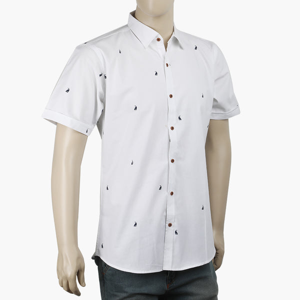 Men's Casual Club Half Sleeves Shirt - White, Men's Shirts, Chase Value, Chase Value