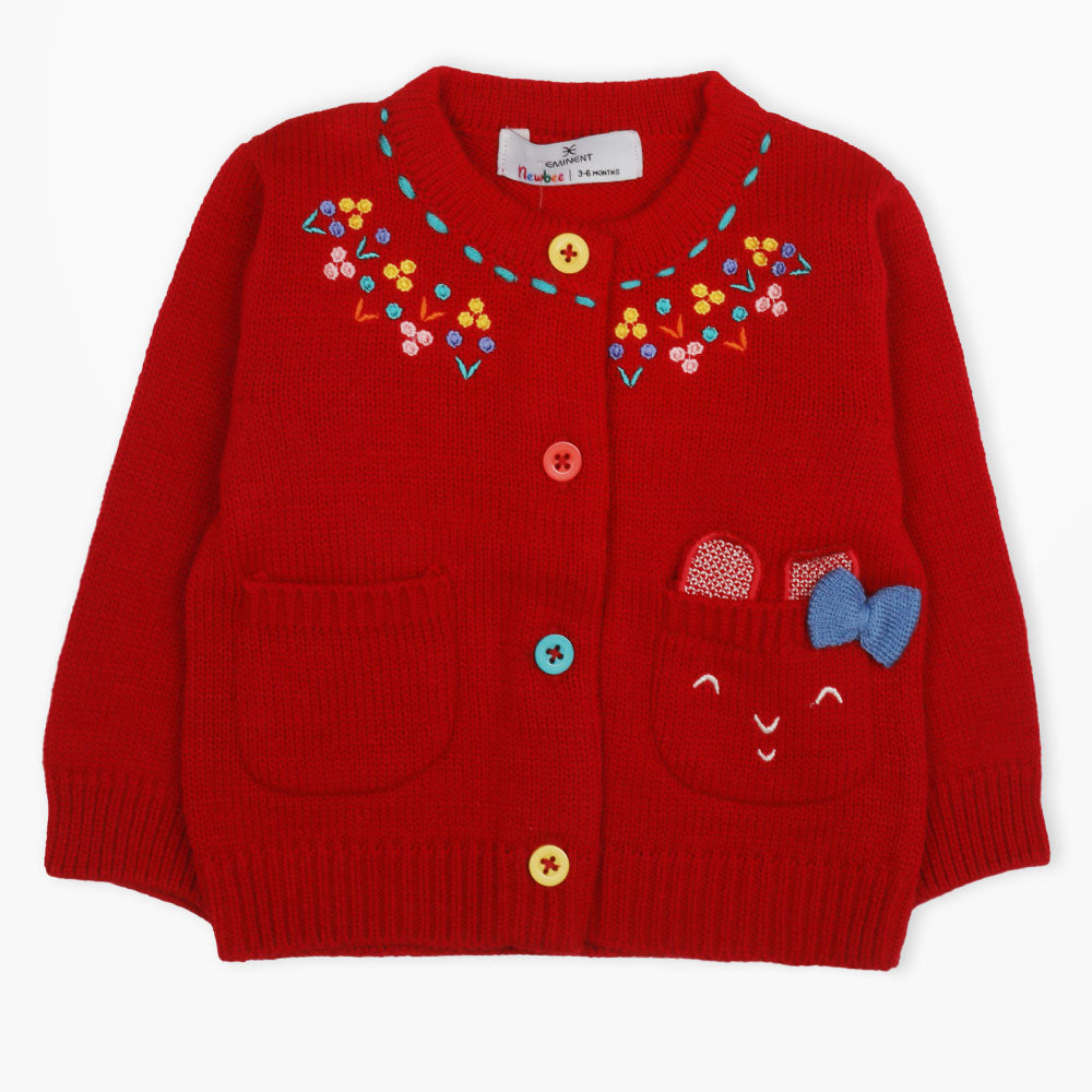 Newborn Girls Sweater - Red, Newborn Girls Winterwear, Chase Value, Chase Value