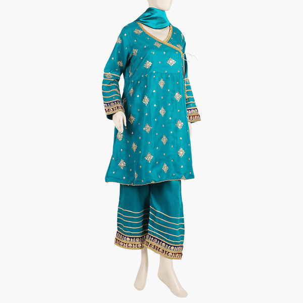 Women's Stitched Frock 3Pcs - Sea Green, Women Shalwar Suits, Chase Value, Chase Value