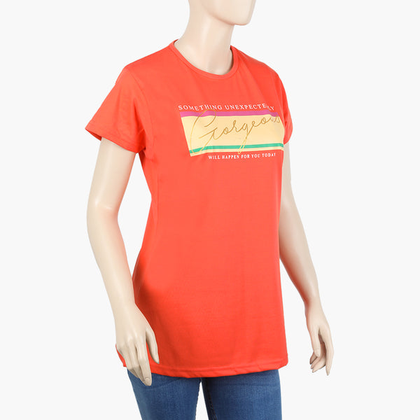 Women's Half Sleeves T-Shirt - Orange, Women T-Shirts & Tops, Chase Value, Chase Value