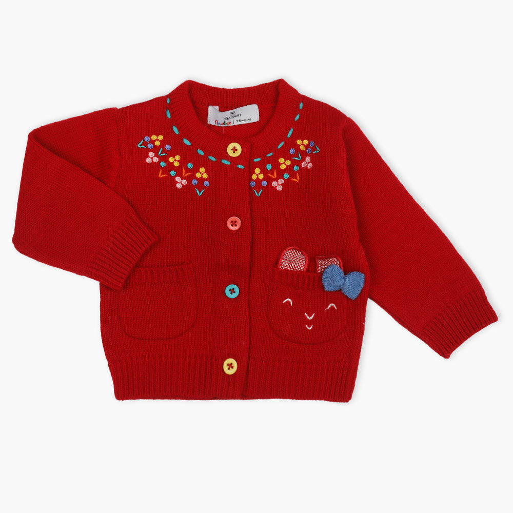 Newborn Girls Sweater - Red, Newborn Girls Winterwear, Chase Value, Chase Value