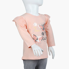 Girls Full Sleeves T-Shirt -  Peach, Girls T-Shirts, Chase Value, Chase Value