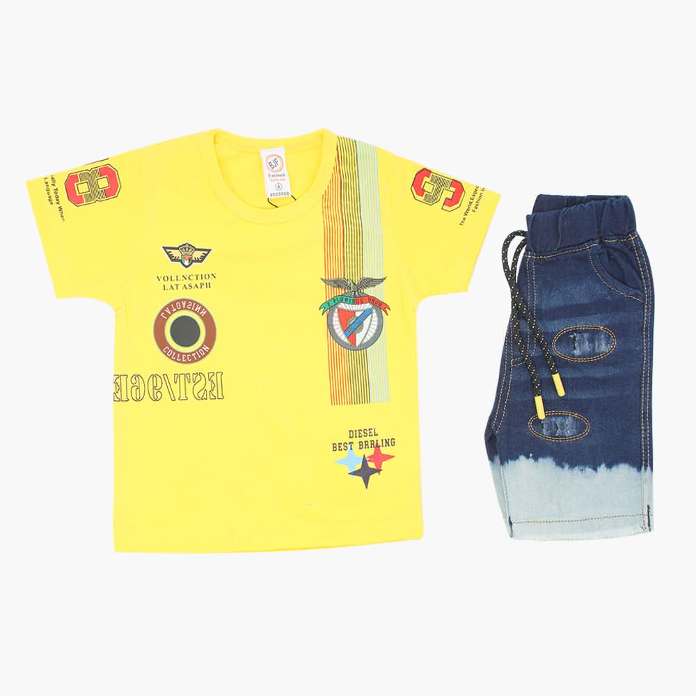 Boys Half Sleeves Suit - Yellow, Boys Sets & Suits, Chase Value, Chase Value