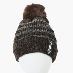 Women's Woolen Striper Cap - Brown, Women Hats & Caps, Chase Value, Chase Value