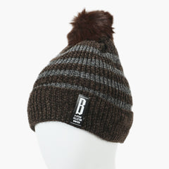 Women's Woolen Striper Cap - Brown, Women Hats & Caps, Chase Value, Chase Value