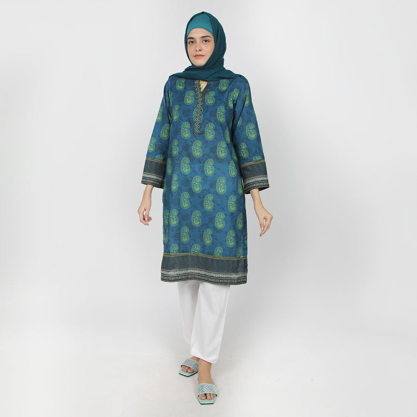 Eminent Women's Khaddar Kurti - Steel Blue