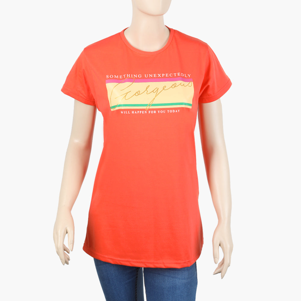 Women's Half Sleeves T-Shirt - Orange, Women T-Shirts & Tops, Chase Value, Chase Value