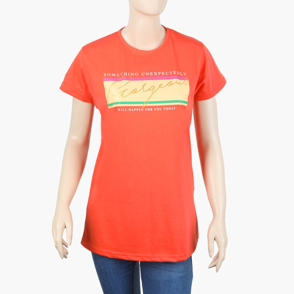 Women's Half Sleeves T-Shirt - Orange, Women T-Shirts & Tops, Chase Value, Chase Value