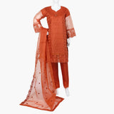 Women's  Organza Fancy 03Pcs Suit - Rust, Women Shalwar Suits, Chase Value, Chase Value