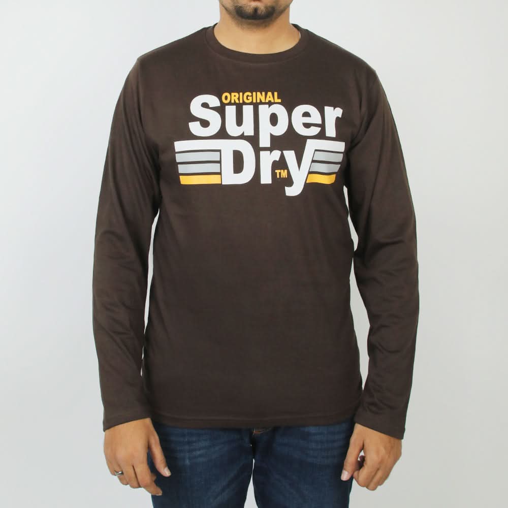 Men's Printed Full Sleeves T-Shirt - Dark Brown, Men's T-Shirts & Polos, Chase Value, Chase Value