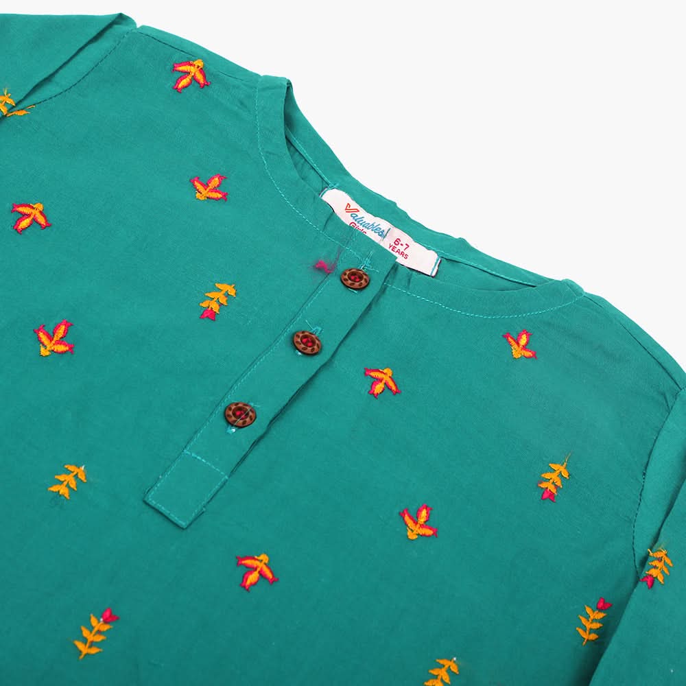 Girls Embroidered Shalwar Suit - Sea Green, Girls Shalwar Kameez, Chase Value, Chase Value