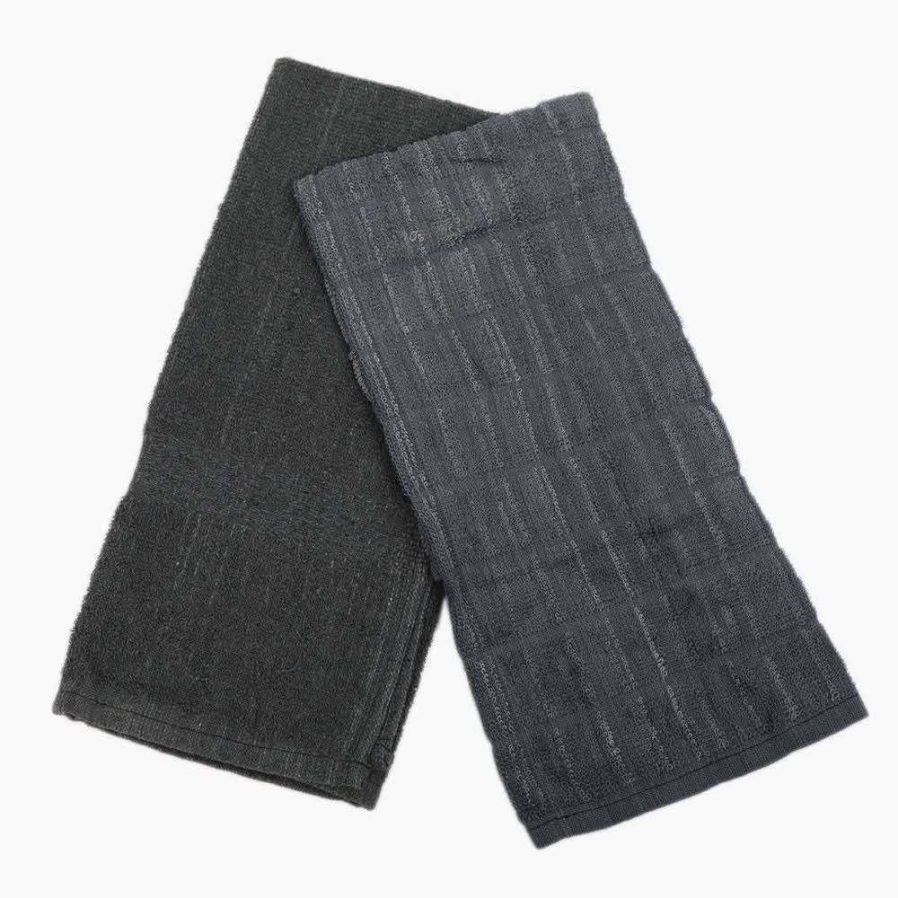 Terry Tea Towels Pack Of 2 - Dark Grey, Kitchen Accessories, Chase Value, Chase Value