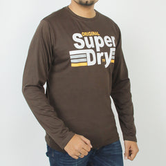 Men's Printed Full Sleeves T-Shirt - Dark Brown, Men's T-Shirts & Polos, Chase Value, Chase Value