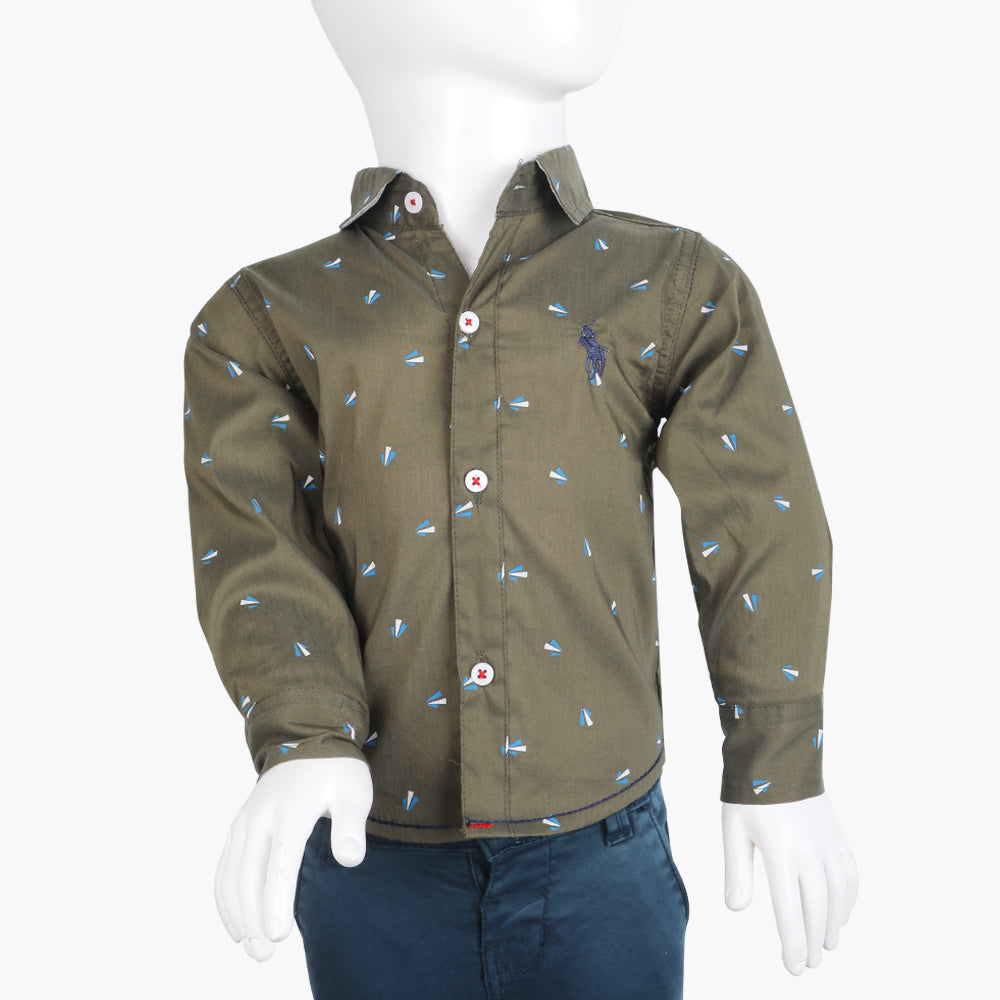 Boys Full Sleeves Shirt - Olive Green, Boys Shirts, Chase Value, Chase Value