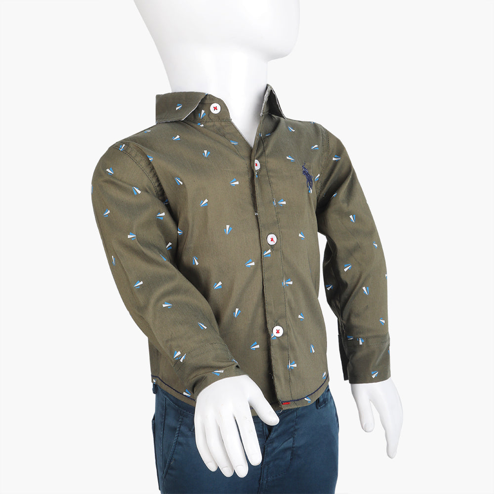 Boys Full Sleeves Shirt - Olive Green, Boys Shirts, Chase Value, Chase Value