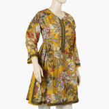 Women's Digital Printed Khaddar Stitched Frock - Multi Color, Women Ready Kurtis, Chase Value, Chase Value