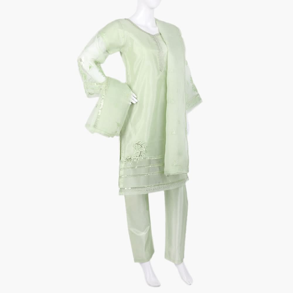 Women's  Organza Fancy 03Pcs Suit - Light Green, Women Shalwar Suits, Chase Value, Chase Value