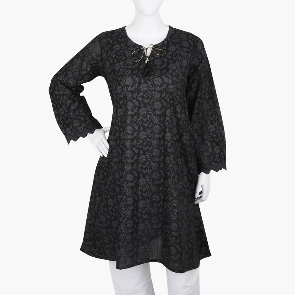 Women's Printed Kurti - Black, Women Ready Kurtis, Chase Value, Chase Value