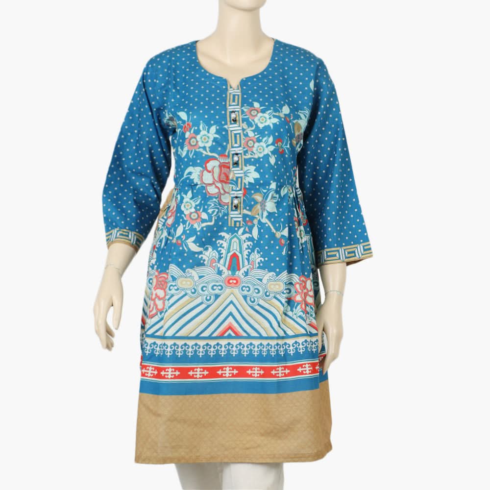 Women's Digital Printed Khaddar Stitched Frock - Multi Color, Women Ready Kurtis, Chase Value, Chase Value