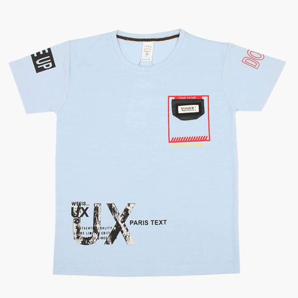 Boys Half Sleeves T-Shirt - Sky Blue, Boys T-Shirts, Chase Value, Chase Value