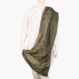 Women's Embroidered  Lawn Dupatta- Olive Green, Women Shawls & Scarves, Chase Value, Chase Value