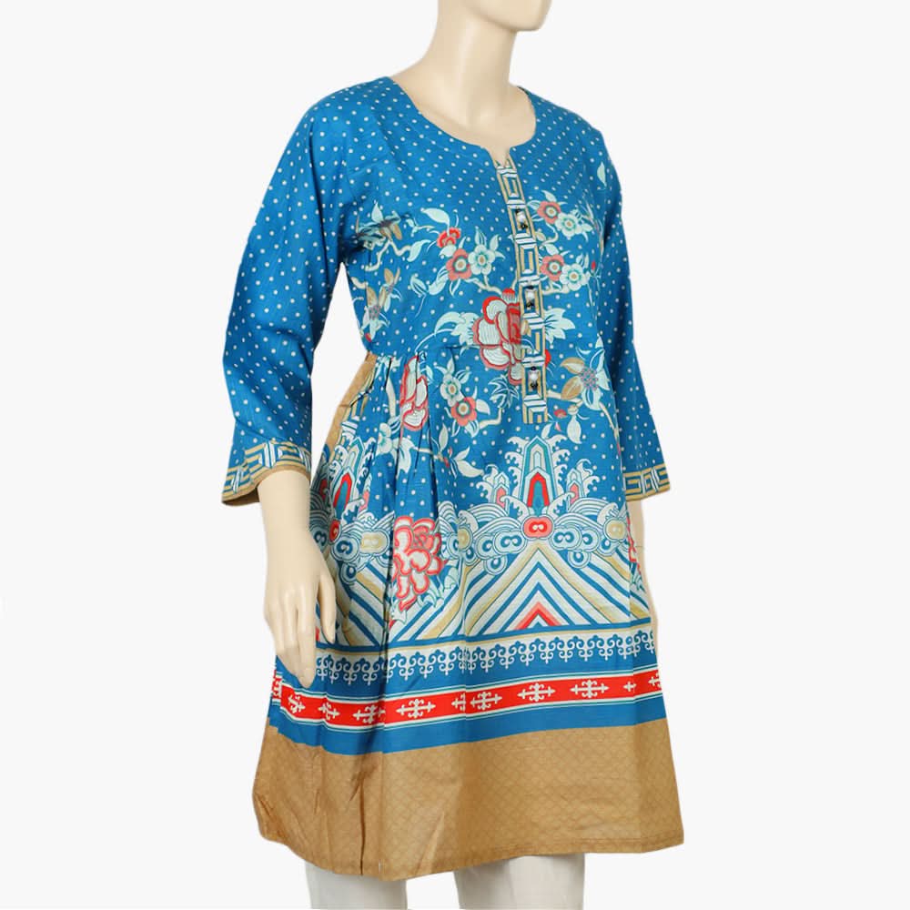 Women's Digital Printed Khaddar Stitched Frock - Multi Color, Women Ready Kurtis, Chase Value, Chase Value