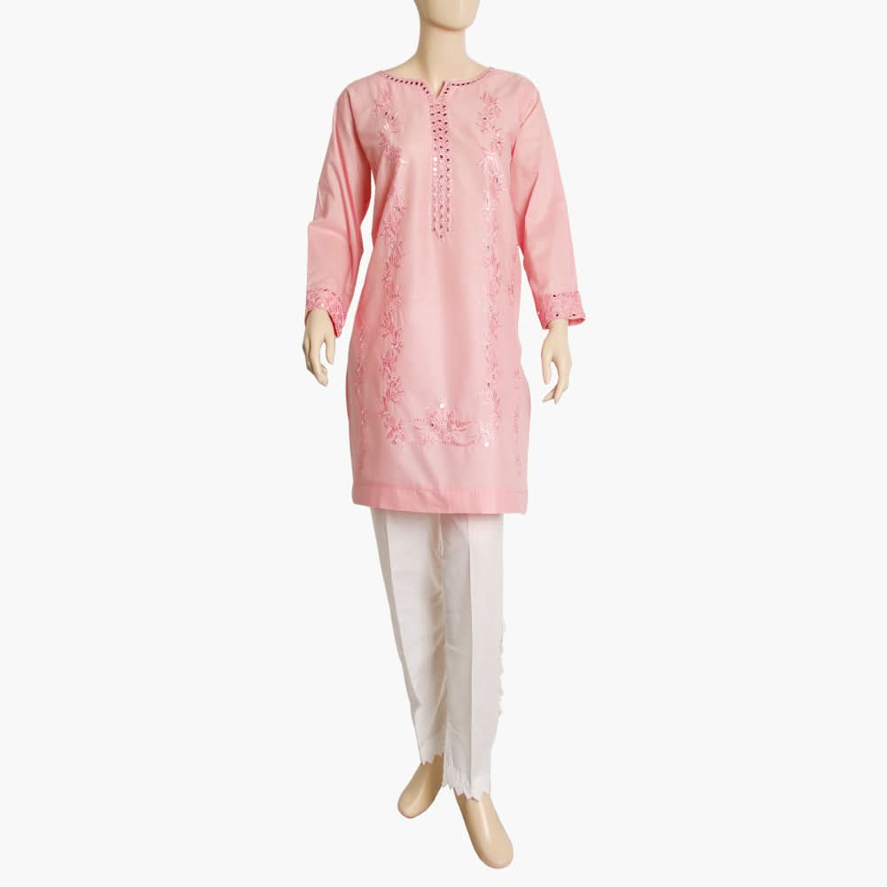 Women's Embroidered Kurti - Pink, Women Ready Kurtis, Chase Value, Chase Value