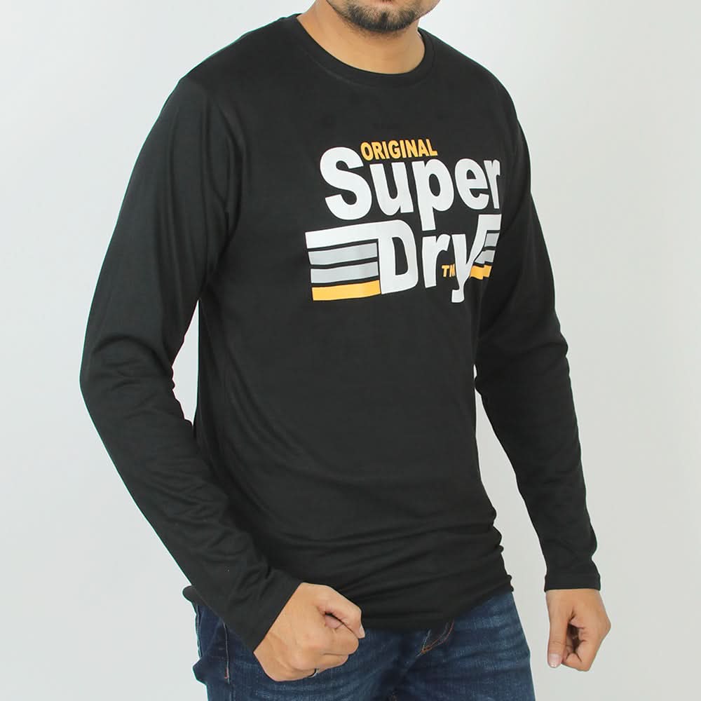 Men's Printed Full Sleeves T-Shirt - Black, Men's T-Shirts & Polos, Chase Value, Chase Value