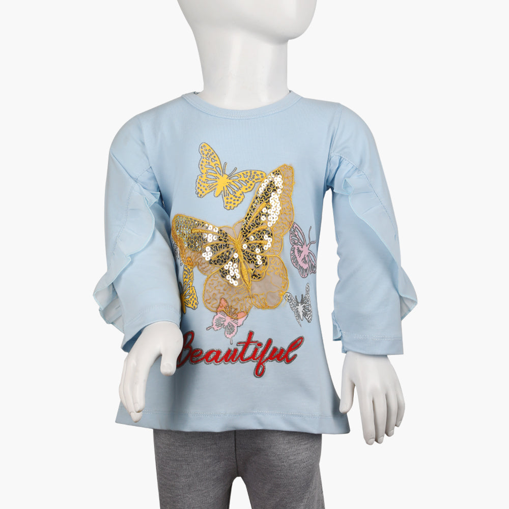 Girls Full Sleeves T-Shirt -  Blue, Girls T-Shirts, Chase Value, Chase Value