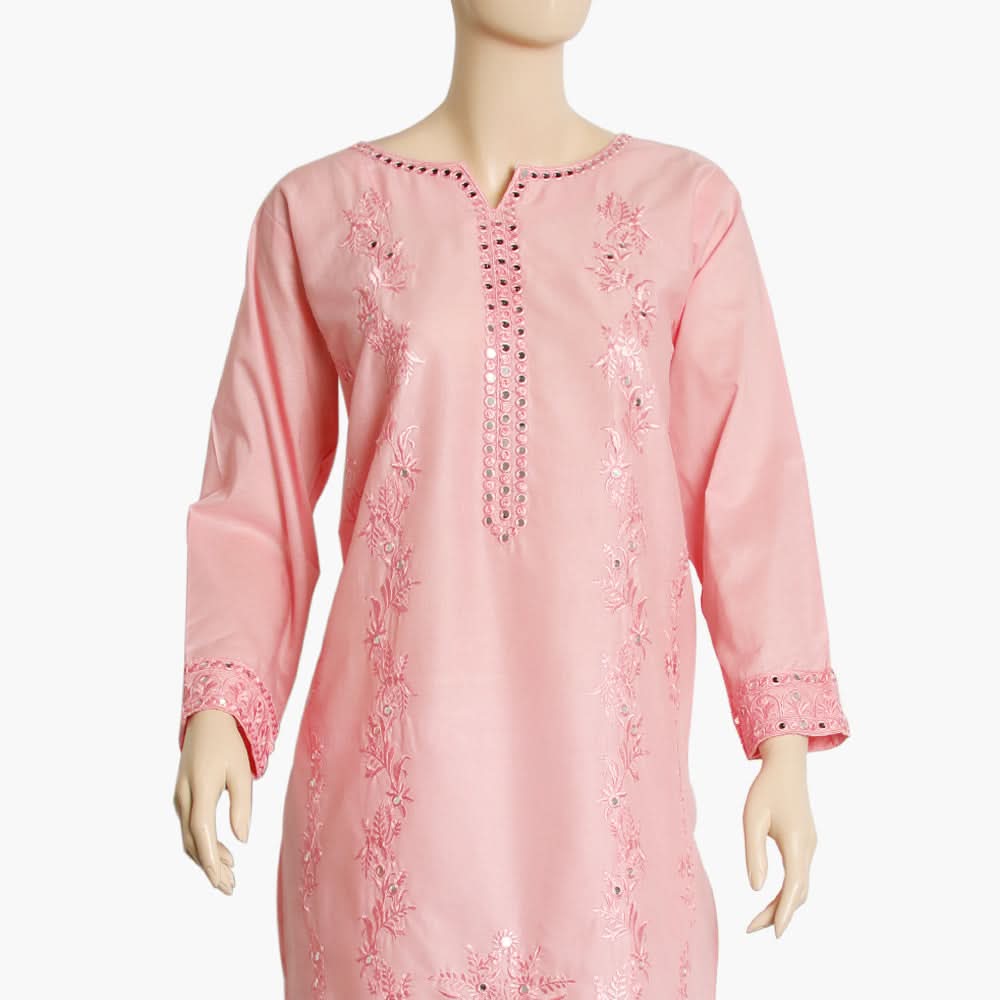 Women's Embroidered Kurti - Pink, Women Ready Kurtis, Chase Value, Chase Value