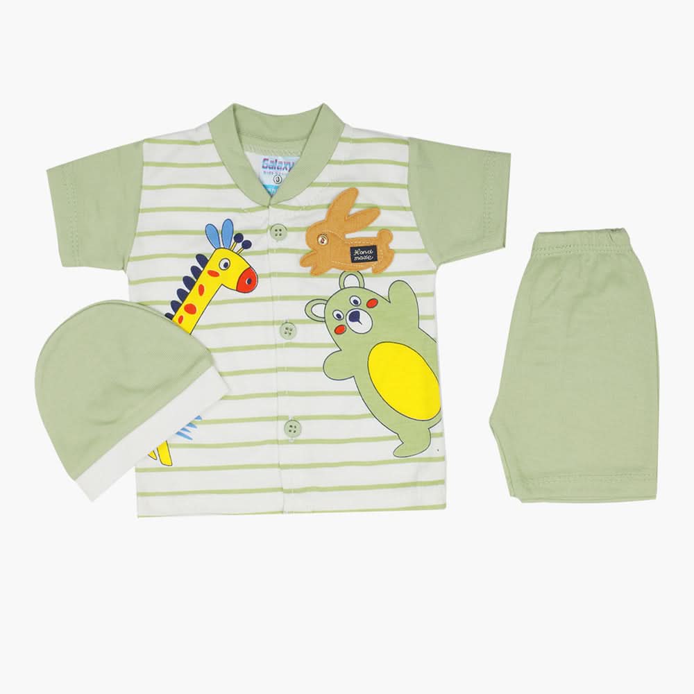 Newborn Boys Half Sleeves Suit - Green, Newborn Boys Sets & Suits, Chase Value, Chase Value