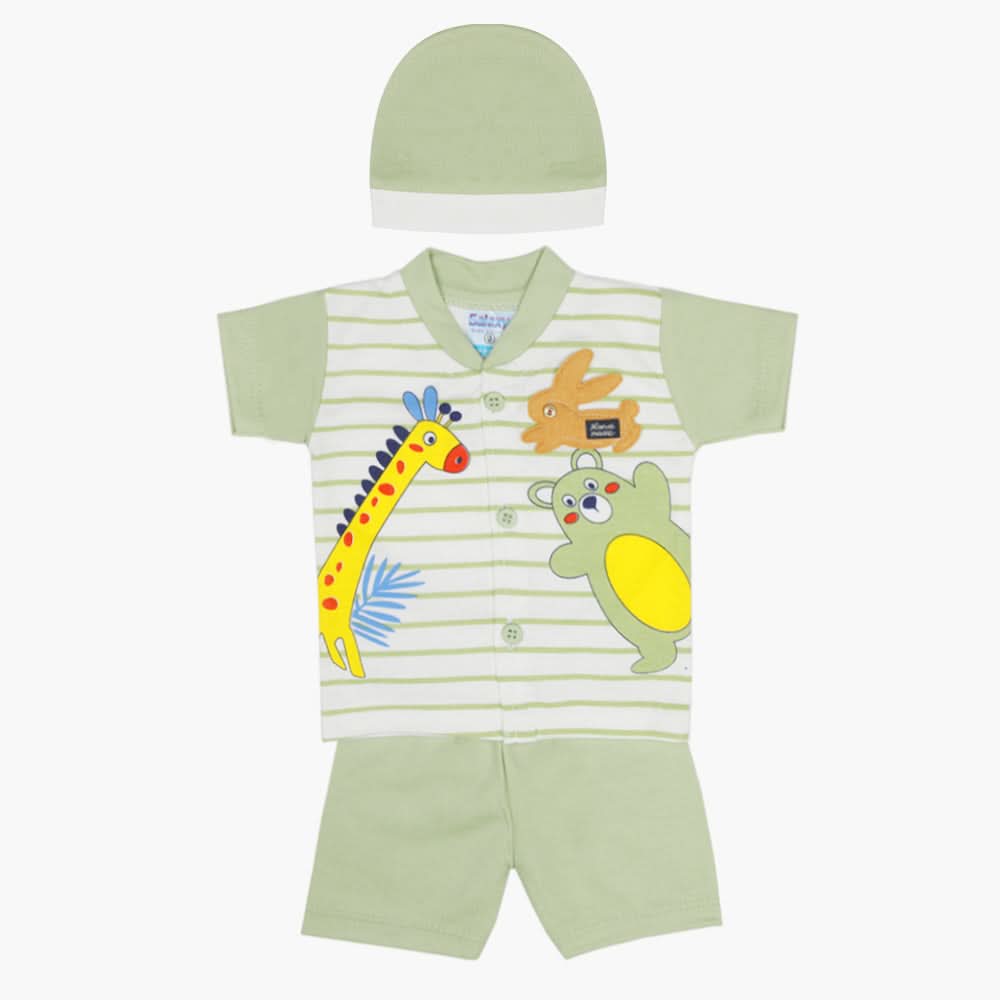 Newborn Boys Half Sleeves Suit - Green, Newborn Boys Sets & Suits, Chase Value, Chase Value