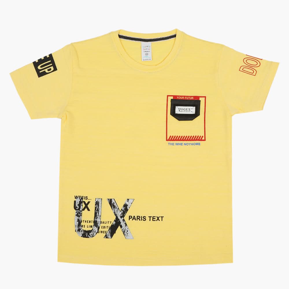 Boys Half Sleeves T-Shirt - Lemon, Boys T-Shirts, Chase Value, Chase Value