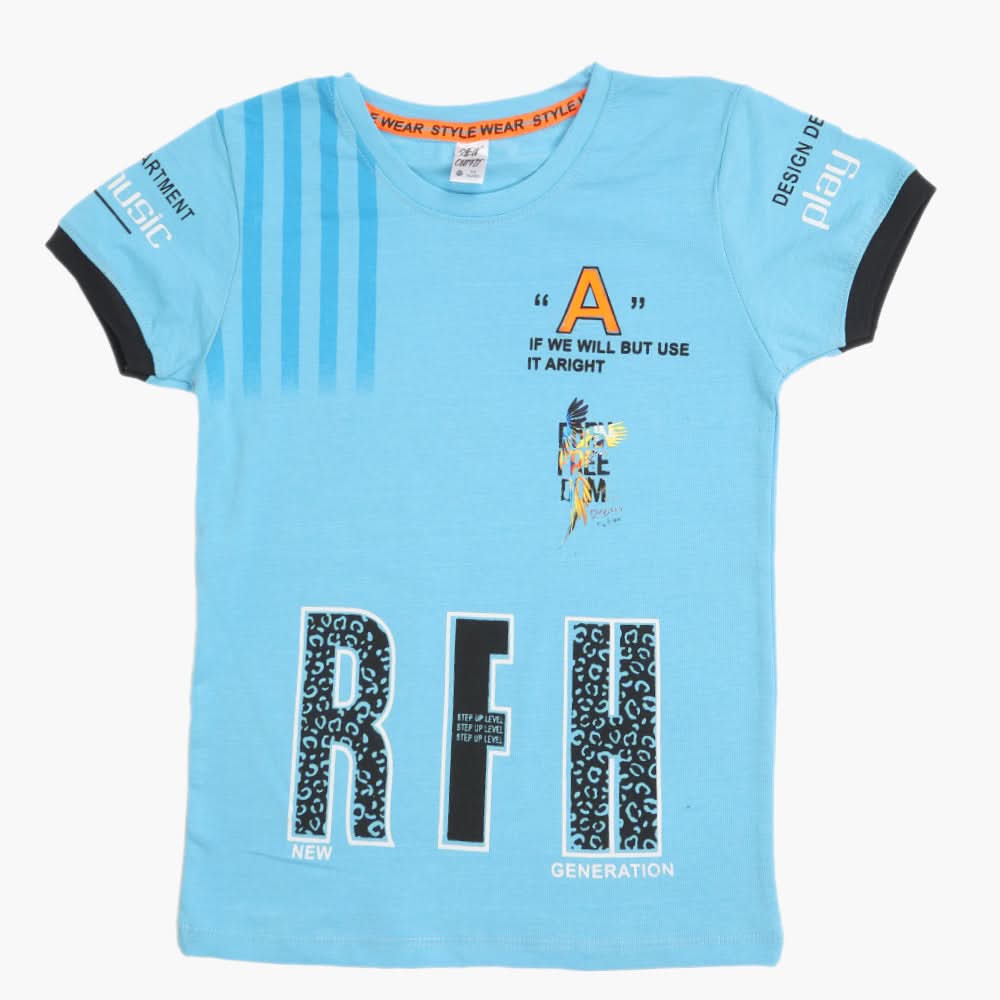 Boys Half Sleeves T-Shirt - Light Blue, Boys T-Shirts, Chase Value, Chase Value