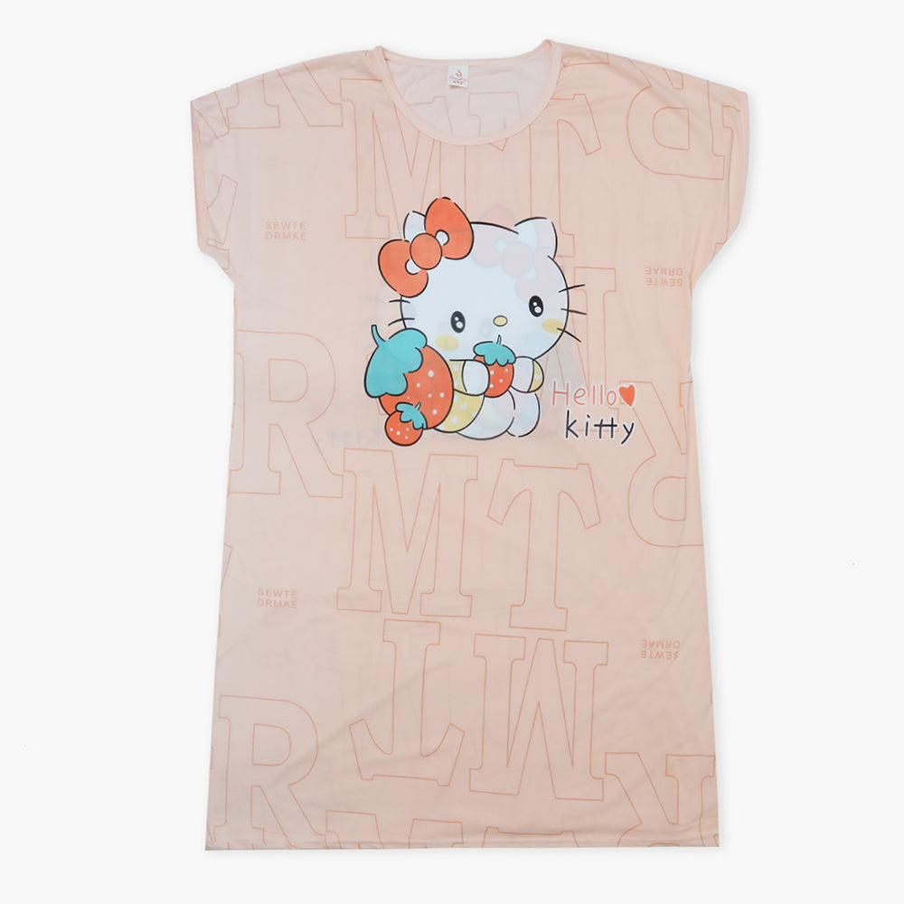 Women's Long Nighty T-Shirt - Peach, Women Night Suit, Chase Value, Chase Value