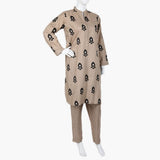 Women's Embroidered Slub 2Pcs Suit - Light Brown, Women Shalwar Suits, Chase Value, Chase Value