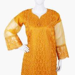 Women's  Organza Fancy 03Pcs Suit - Mustard, Women Shalwar Suits, Chase Value, Chase Value