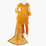 Women's  Organza Fancy 03Pcs Suit - Mustard, Women Shalwar Suits, Chase Value, Chase Value
