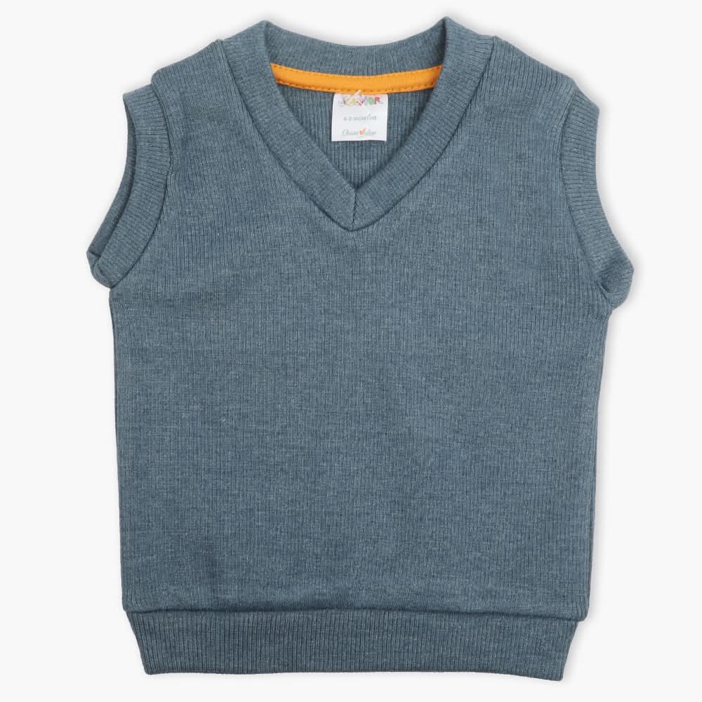 Newborn Boys Sleevesless Sweater - Steel Blue, Newborn Boys Winterwear, Chase Value, Chase Value