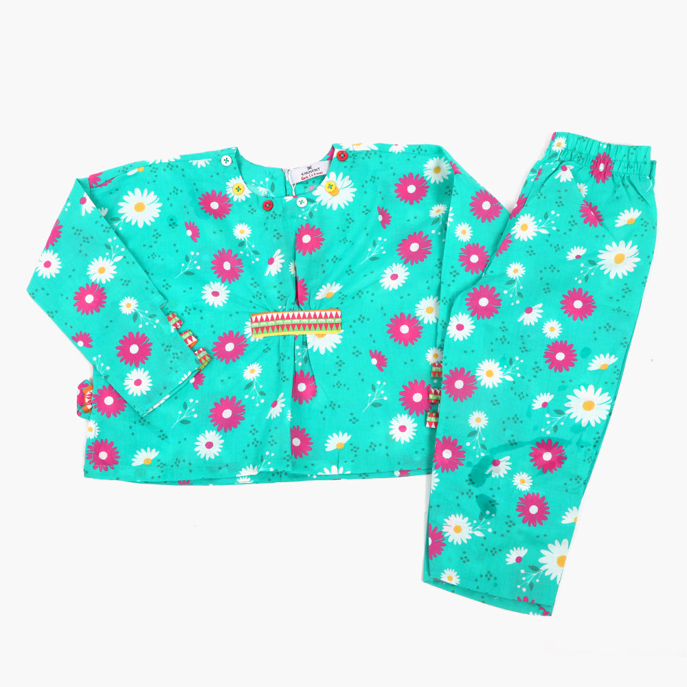 Eminent Girls Printed Stitched Shalwar Suit - Green, Girls Shalwar Kameez, Eminent, Chase Value