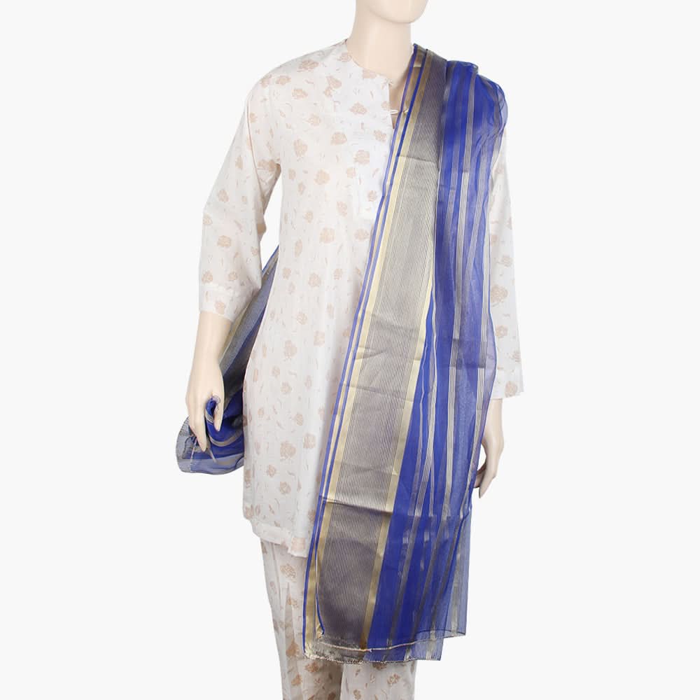 Women's Organza Stripe Dupatta - Royal Blue, Women Dupatta, Chase Value, Chase Value