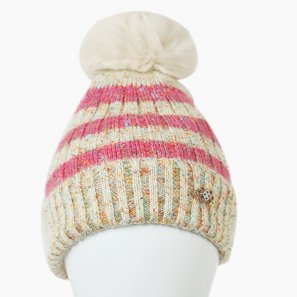 Women's Woolen Striper Cap - Peach, Women Hats & Caps, Chase Value, Chase Value